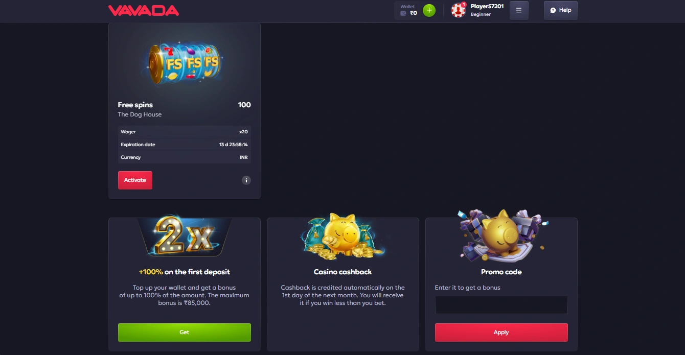 Vavada Casino bonus money and wagering requirements